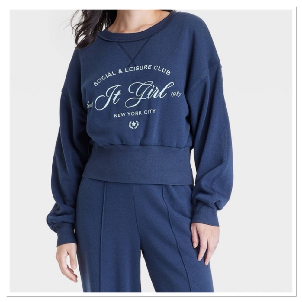 Grayson Threads Women’s It Girl Navy Graphic Sweatshirt